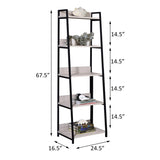 Natural and Black Ladder 5-tier Bookshelf B062P184592