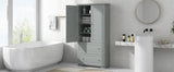 ZUN Wide Bathroom Storage Cabinet, Freestanding Storage Cabinet with Two Drawers and Adjustable Shelf, 93848651