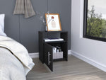 ZUN Nordico Nightstand , End Table, Side Table One Shelf, Single Door Cabinet, Metal Handle -Black B20091970