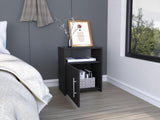 Nordico Nightstand , End Table, Side Table One Shelf, Single Door Cabinet, Metal Handle -Black B07091970