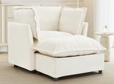 Modern Armchair Sofa 47" Cozy Upholstered Sofa Chair with Movable Ottoman, Wide Seat, Curved N719P292695A