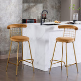 ZUN Bar Stool Set of 2, Luxury Velvet High Bar Stool with Metal Legs and Soft Back, Pub Stool Chairs W117071316