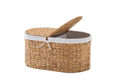 Oval Laundry Hamper with Lid, Woven Natural Water Hyacinth Laundry Hamper 83532358