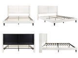 Queen Size Bed Frame with 55.5"High Back Upholstered Headboard,Boucle Fabric,12 Slat W1716P335676