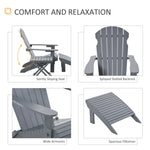 ZUN 3-Piece Folding Adirondack Chair with Ottoman and Side Table, Outdoor Wooden Fire Pit Chairs w/ W2225142506