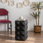 ZUN 23.62"Height Three-dimensional Embossed Pattern Design Retro Side Table Retro Furniture Black W757P183205