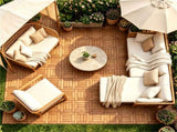 27PCS Interlocking Deck Tiles, Natural Acacia Wood Waterproof Floor Tile with Drainage Base, 83188544