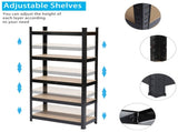 110 x 45 x 180cm 5 Tiers Powder Coated Storage Rack Black 78856835