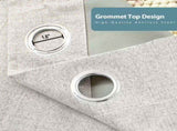 2pcs light grey 100% blackout curtains with snap-on top, suitable for hanging use. They have 49748056