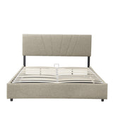 ZUN Queen Upholstered Platform Bed with Lifting Storage, Queen Size Bed Frame with Storage and Tufted W1670P147580