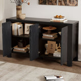 TREXM Retro 4-door Sideboard with Distressed Finish Adjustable Shelves for Dining Room, Kitchen, N715P204444B