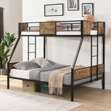 Twin Over FULL Metal Bunk Bed with 2 - Side Ladder and Full-Length Guardrail, No Box Spring Needed, W311133413