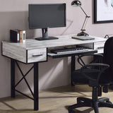 Rectangular Computer Desk with 2 Drawers, Antique White and Black B016P311793