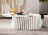 White Round Storage Table Set with Lift-Off Lid, Nesting Design, Elegant Curved-Edge Shape for Cozy W3081P389055