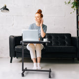 Multifunctional Adjustable Bedside Table MDF/Iron/4 Wheels With Brake, Silver Grey 27887581