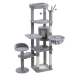 ZUN 59" Cat Tree,Cat Tower for Large Cats,Multi-Level Cat Tower 3 Removable Pompom Sticks,Cat Condo 93372733