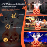6ft Halloween Inflatable Ghost & Pumpkin Decoration - Colorful Rotating Flame Light, 190T Waterproof 31184295