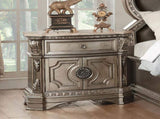 1 Drawer and 2 Wooden Doors Nightstand with Marble Top, Antique Silver B016P253506