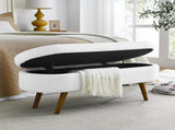 Ottoman Oval Storage Bench,Rubber Wood Legs,White W48764885