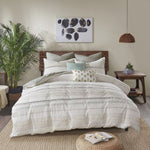 ZUN Cotton Printed Duvet Cover Set with Trims B03596468