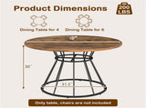Brown 47" Round Dining Table , Family-Sized for 4-6 People, Hourglass Metal Base & Curved Tabletop 32267114