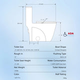 1.1/1.60 GPF Dual-Flush One Piece Toilet, Water-Saving Elongated Comfort Height Floor Mounted, Soft W1573P246723