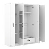 ZUN 4-Door Mirror Wardrobe with shelves, White 40564668