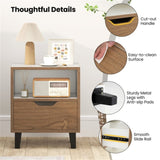 2-Pack Color Blocking Nightstands - 3-Tier Storage , Unique Wood Grain 08509714