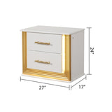 Contemporary Style 2-Drawer Nightstand Made with Wood & Gold Finish B009P152663