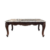 ZUN ACME Nayla Coffee Table, Natural Marble & Cherry Finish LV02004