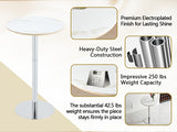 Rock slab circular tabletop non adjustable bar table, bar table with silver legs W1512P612957