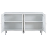 U_STYLE Elegant Four-Door Sideboard with Wavy Pattern Doors, Cylindrical Legs, and Sleek Metal N711P186790K