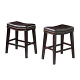 26" Contemporary Upholstered Saddle Counter Stool with Nailhead Trim , Dark Brown 62474.00PU