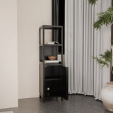A 52-foot-tall black linen tower bamboo storage cabinet, suitable for main living spaces such as W2207P327623