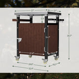 Outdoor Grill Cart with Stainless Steel Tabletop, Patio Kitchen Island with Wheels, Hooks, and Spice 90993626