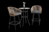 3pcs Outdoor Bar Set, Patio Bar Table and Chairs Set, Bar Height Patio Set - 2 x Swivel Bar Chairs , W640P256798