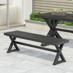 ZUN Outdoor Dining Bench, Antique Matte Black 69930.00BLK