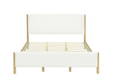Modern White Boucle Upholstered Bed with Rubberwood Legs, KING, White N769P266448W