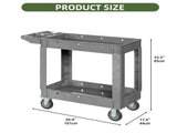 Heavy-Duty Plastic Utility Cart - 550lbs Capacity, 2-Tier Rolling Storage Organizer with Deep 82096551