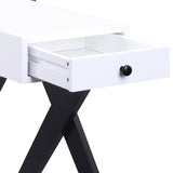 Fierce White and Black Accent Table with Built-in USB Port B2726P243282