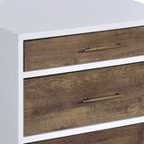 ZUN White and Weathered Oak 3-drawer Accent Table B062P181406