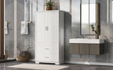 ZUN Tall Bathroom Storage Cabinet, Cabinet with Two Doors and Drawers, Adjustable Shelf, MDF Board, 44112722