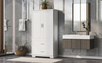 ZUN Tall Bathroom Storage Cabinet, Cabinet with Two Doors and Drawers, Adjustable Shelf, MDF Board, WF310828AAK