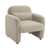 Contemporary Accent Chair Taupe Boucle Fabric Upholstery Plywood Frame Pillow Cozy Living Room B011P308555