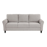 ZUN Modern Transitional Sand Hued Textured Fabric Upholstered 1pc Sofa Attached Cushions Living Room B01156550