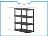 Black Plastic 4-Tier Shelf 36" W x 18" D x 53" H, Up to 600 lb Total Capacity 15101529
