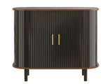 28" Fluted Wine Bar Cabinet with 8-Grid Wine Rack, 5-Level Adjustable Shelves, 2 Glass Holders, 53324323