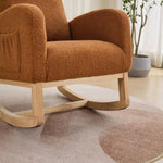 ZUN 27.2"W Rocking Chair for Nursery, Sherpa Glider Chair with High Back and Side Pocket, Rocking Accent W1852P171374