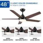 ZUN 48 In Intergrated LED Ceiling Fan Lighting with Brown Wood Grain ABS Blade W1367P171191