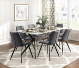 Modern Design Dining Chairs 2pc Set Gray Faux Leather Upholstery Black Metal Legs Kitchen Dining B011P238922